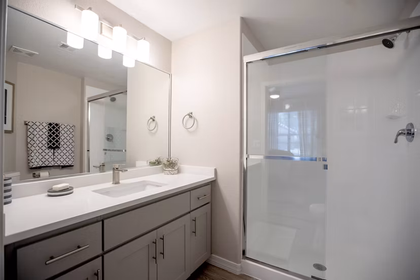 Modern bathroom with elegant fixtures at Avana Coronado Apartments