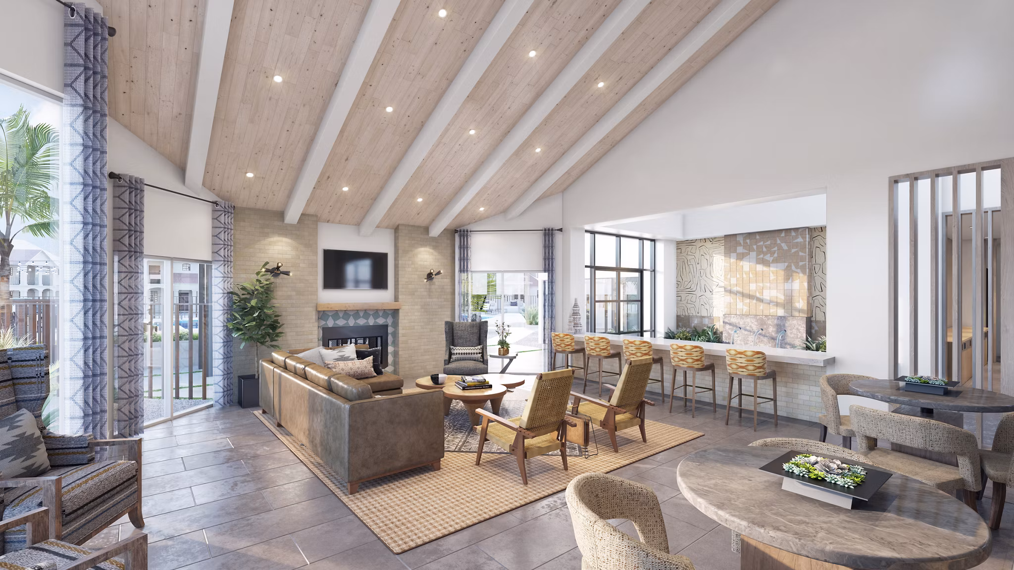Clubhouse with modern decor at Avana Coronado Apartments