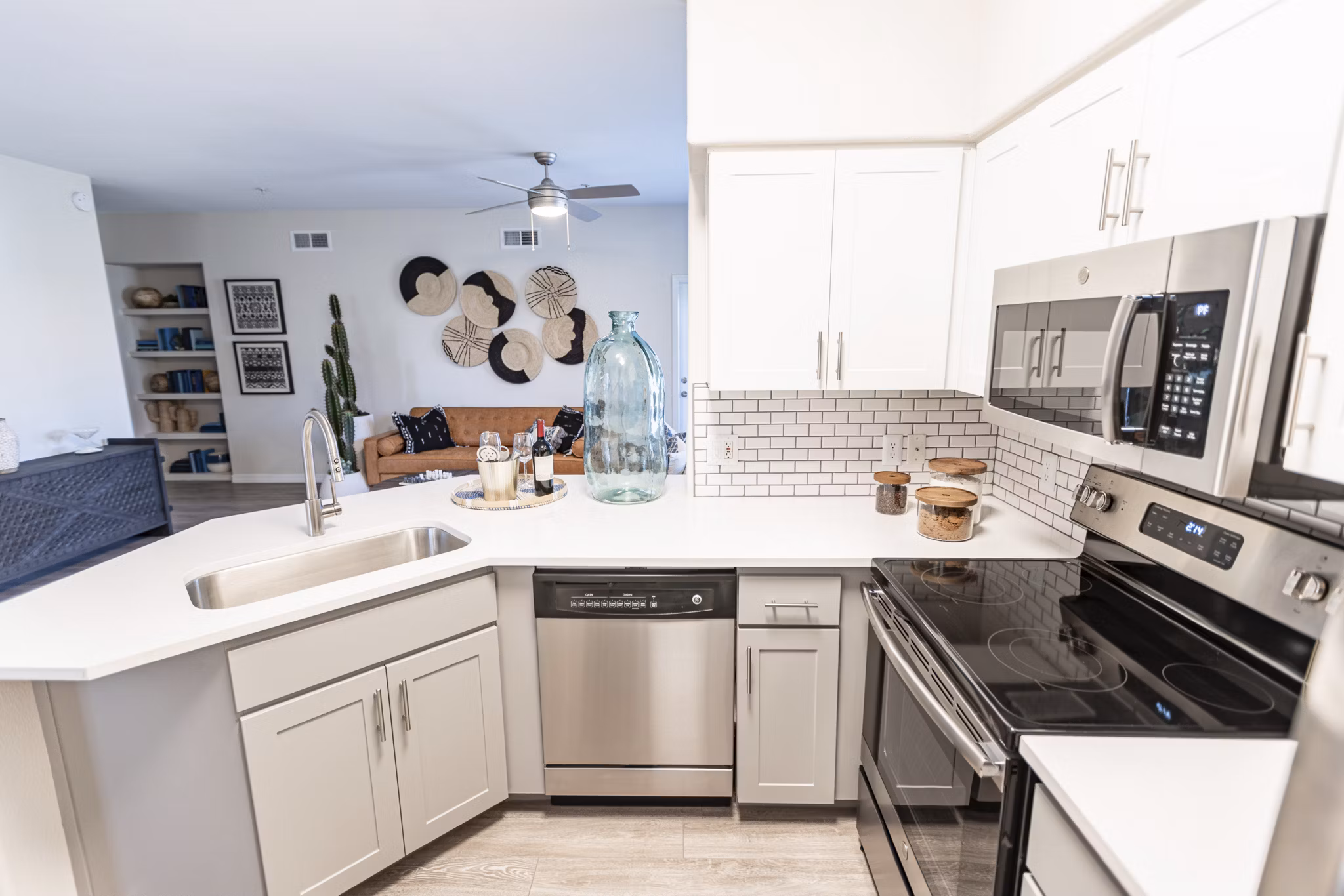 Modern kitchen with stainless steel appliances at Avana Coronado Apartments
