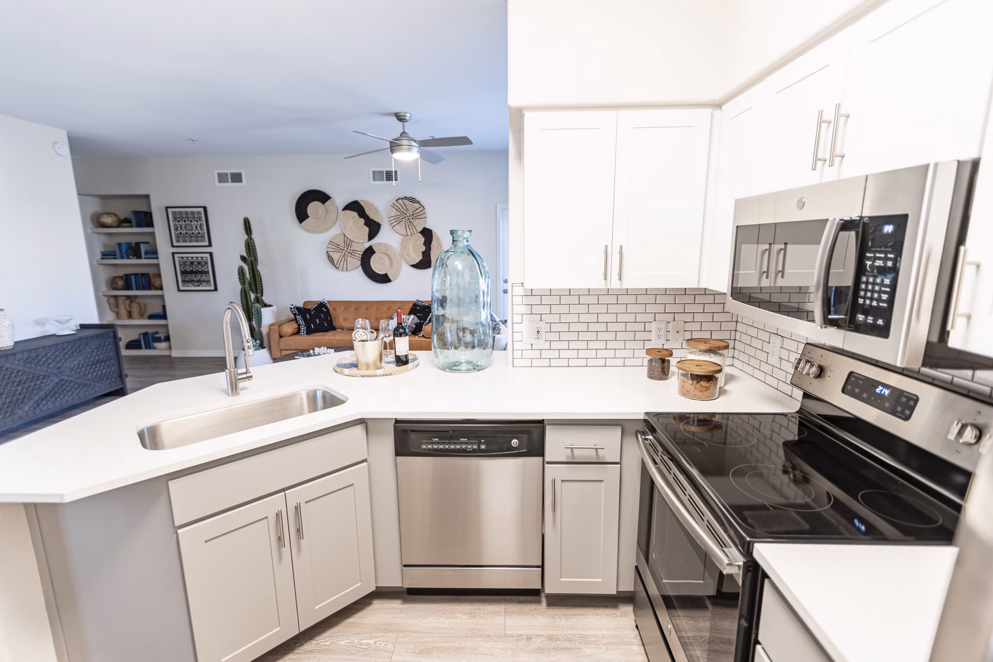 Modern kitchen with stainless steel appliances at Avana Coronado Apartments