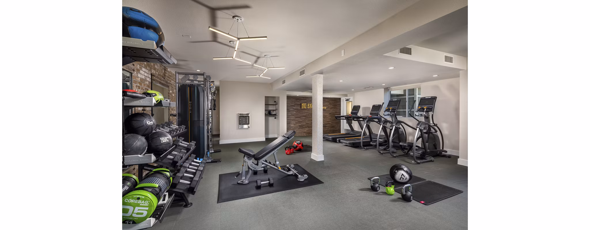 Spacious fitness center with advanced equipment at Venice on Rose Apartments