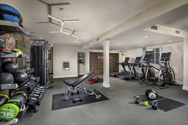 Spacious fitness center with advanced equipment at Venice on Rose Apartments
