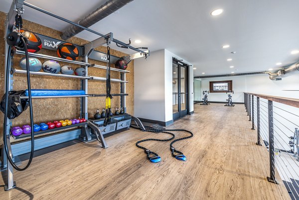Modern fitness center with state-of-the-art equipment at The Holston Apartments