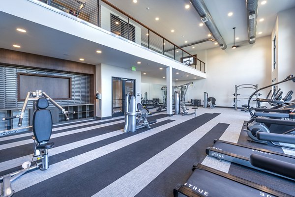 Fitness center with modern equipment at The Holston Apartments