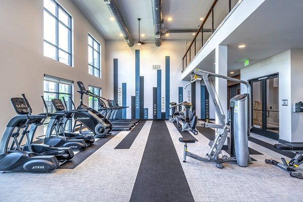 Fitness center with state-of-the-art equipment at The Holston Apartments, offering luxury workout spaces for residents