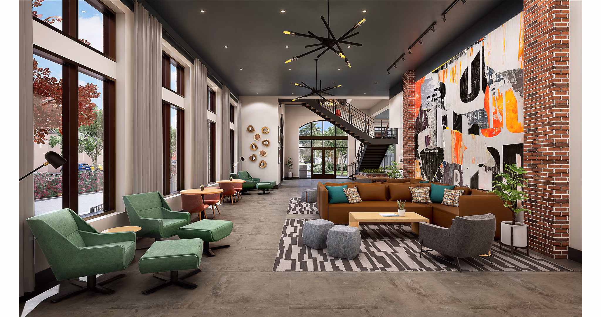 Modern clubhouse featuring elegant seating and billiards at Union on Frank Apartments