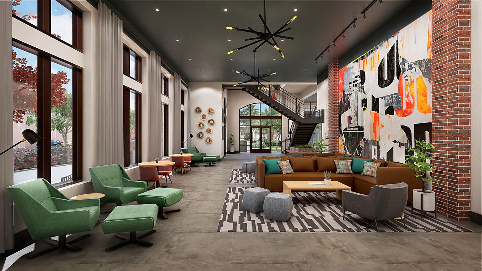 Modern clubhouse featuring elegant seating and billiards at Union on Frank Apartments