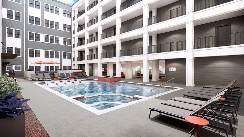 Resort-style pool amenity at Union on Frank Apartments offering luxury relaxation