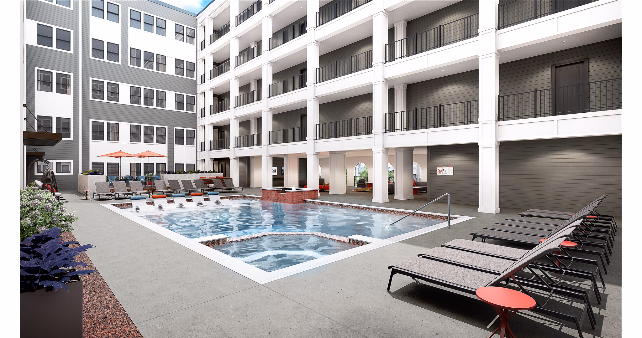 Resort-style pool amenity at Union on Frank Apartments offering luxury relaxation