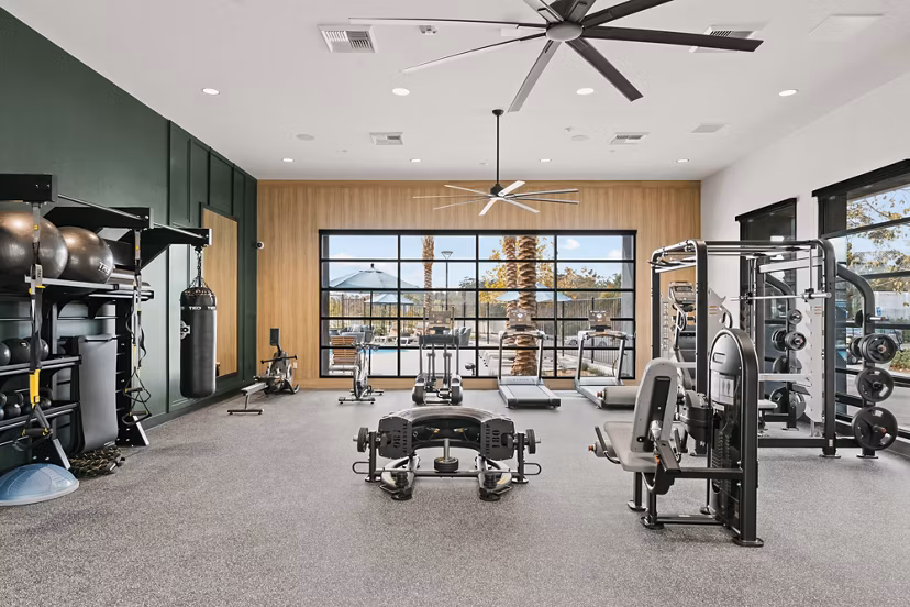fitness center at Ascent at Campus of Life Apartments