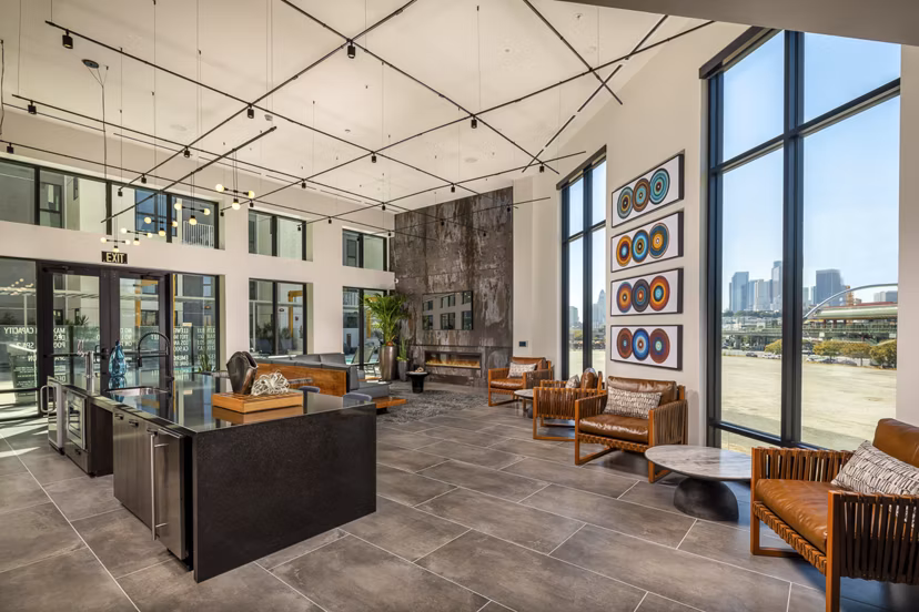 Modern clubhouse with cozy seating and stylish decor at Llewellyn Apartments