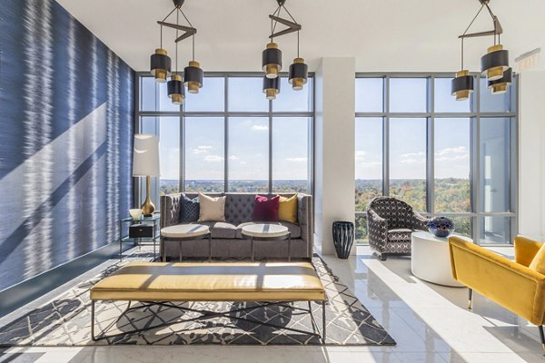 Clubhouse featuring modern seating areas and community space at DelRay Tower Apartments