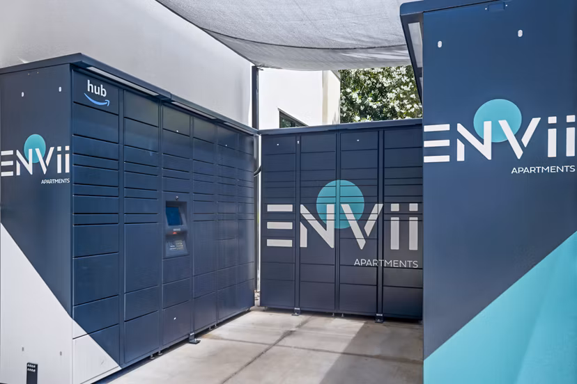 Convenient parcel pickup lockers at ENVii Apartments