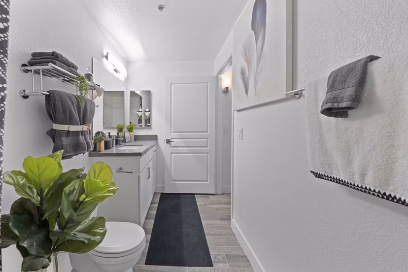 Bathroom with sleek fixtures and modern design at Tempe Station Apartments, a luxury Greystar community in an upscale neighborhood