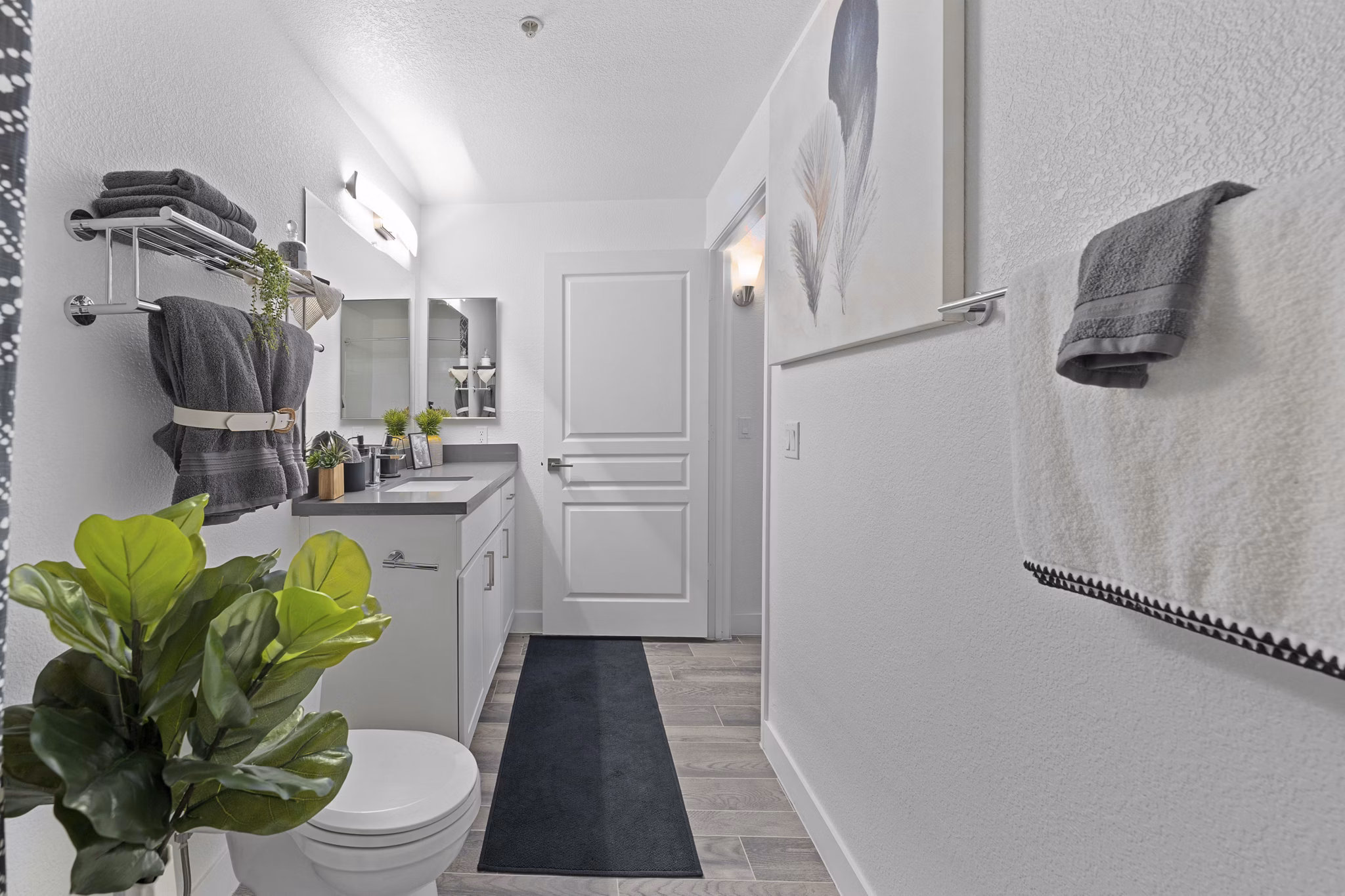 Bathroom with sleek fixtures and modern design at Tempe Station Apartments, a luxury Greystar community in an upscale neighborhood