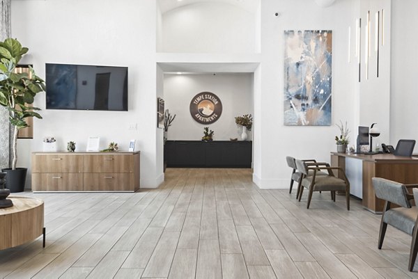 Stylish clubhouse featuring modern decor at Tempe Station Apartments in an upscale community setting