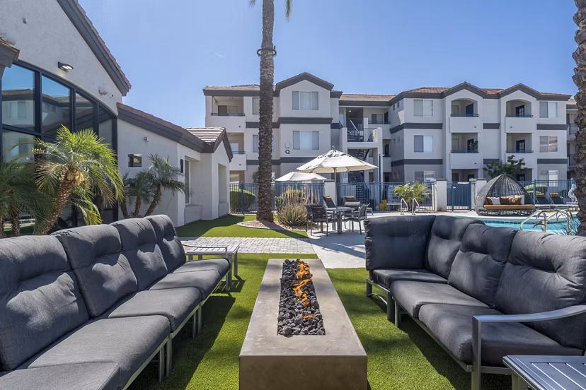fire pit at Broadstone Tempe Station Apartments
