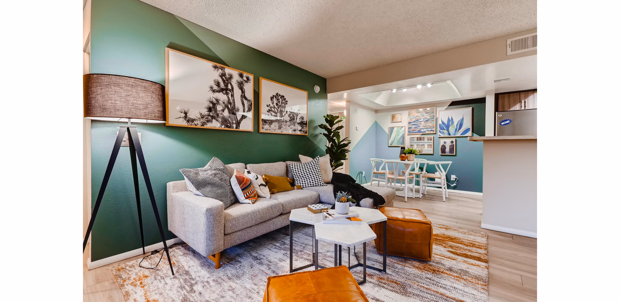 Modern living room with stylish decor and natural light at Espiral Apartments