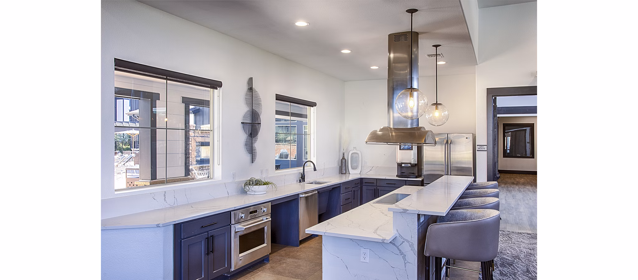 Elegant clubhouse with modern interiors at Rockrimmon Apartments, luxury community by Greystar