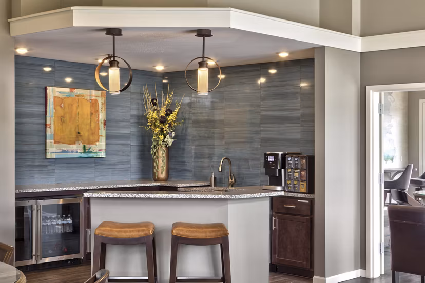 Modern clubhouse with stylish furnishings at Avana Addison Apartments