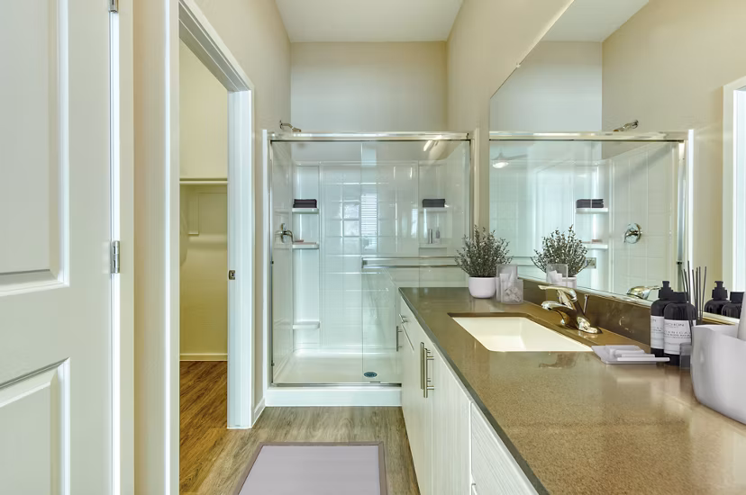 Modern bathroom with sleek fixtures at Abode at Litchfield Park Apartments