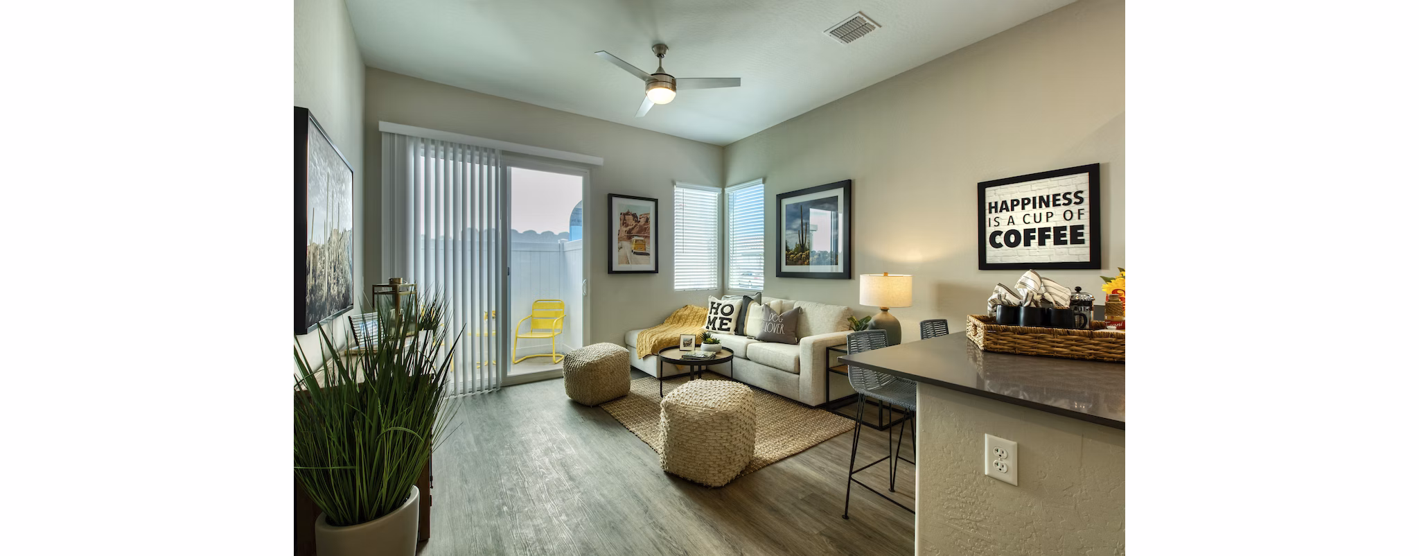 Spacious living room with modern decor at Abode at Litchfield Park Apartments