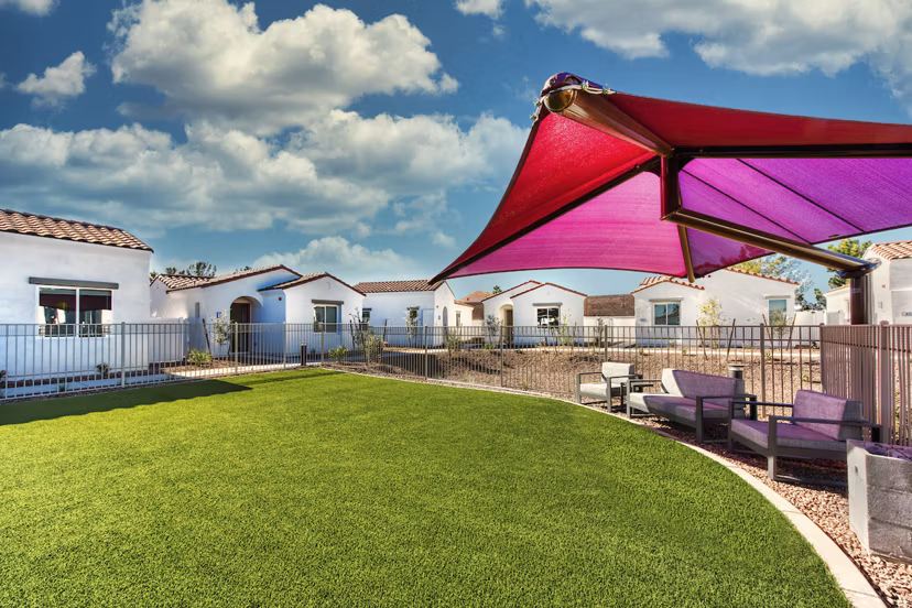 Dog-friendly park with agility courses at Abode at Litchfield Park Apartments