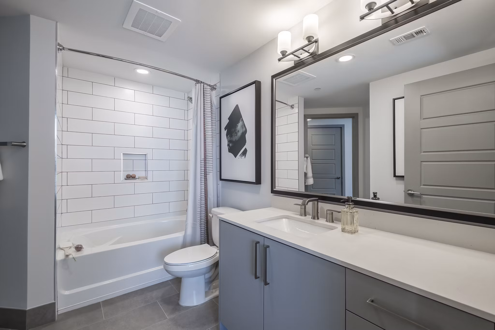 Sleek bathroom with modern fixtures at NOVO Las Olas Apartments