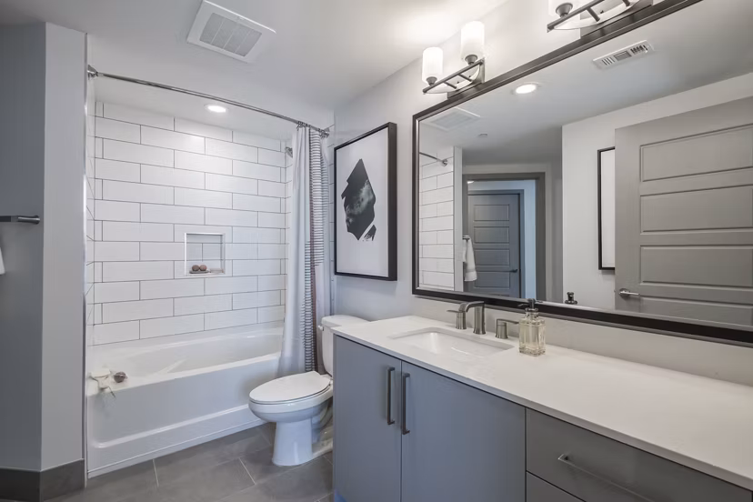 Sleek bathroom with modern fixtures at NOVO Las Olas Apartments