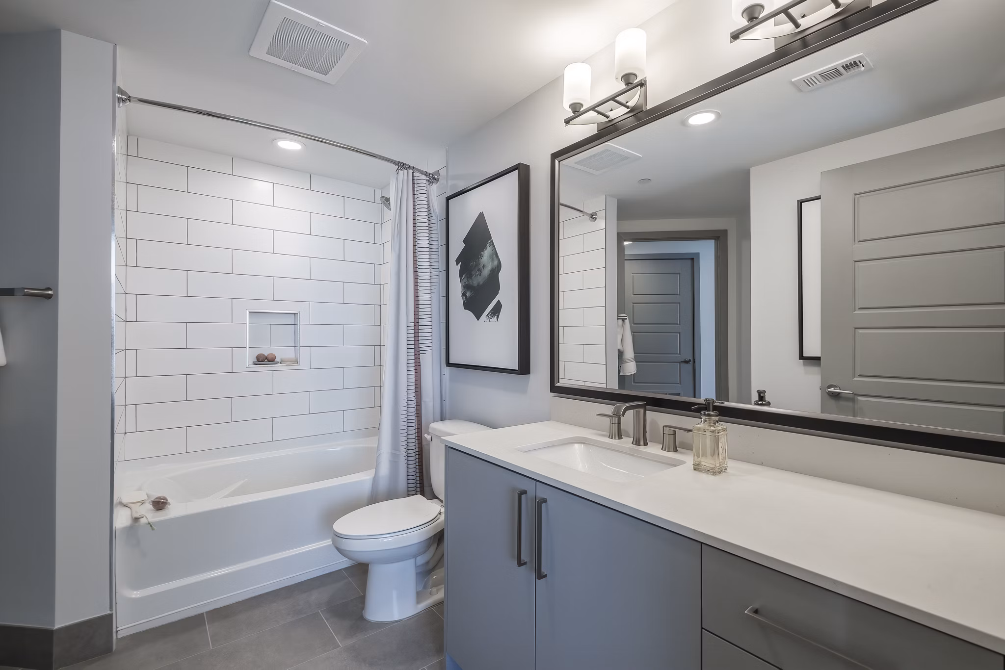 Sleek bathroom with modern fixtures at NOVO Las Olas Apartments