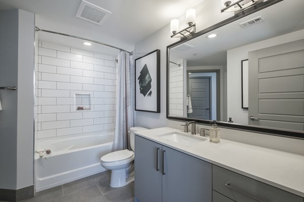 Sleek bathroom with modern fixtures at NOVO Las Olas Apartments