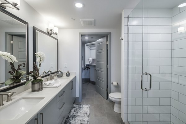 Modern bathroom with sleek fixtures at NOVO Las Olas Apartments