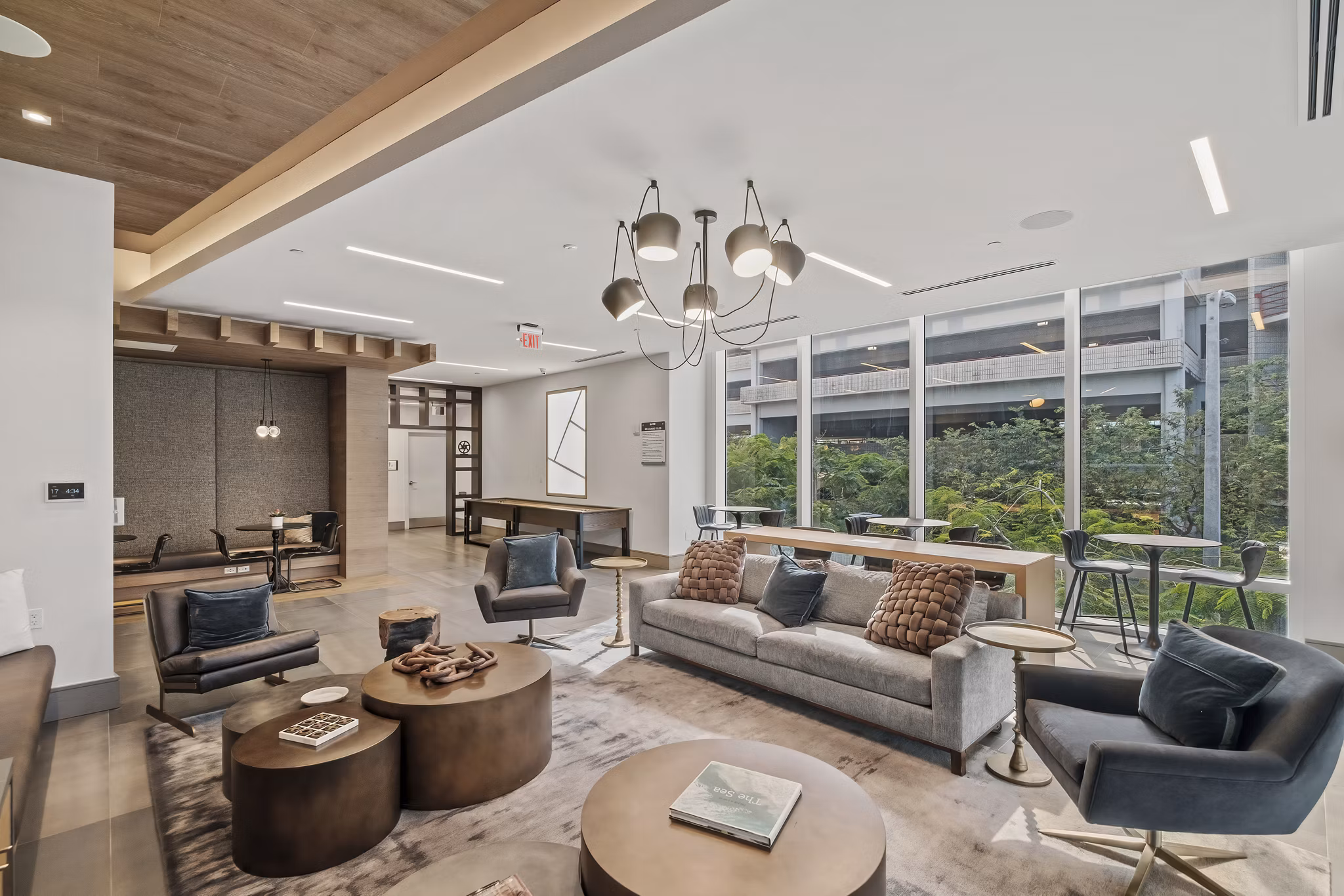 Clubhouse featuring modern lounge seating at NOVO Las Olas Apartments in Fort Lauderdale