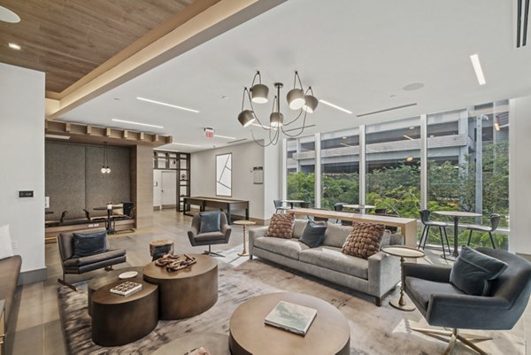 Clubhouse featuring modern lounge seating at NOVO Las Olas Apartments in Fort Lauderdale