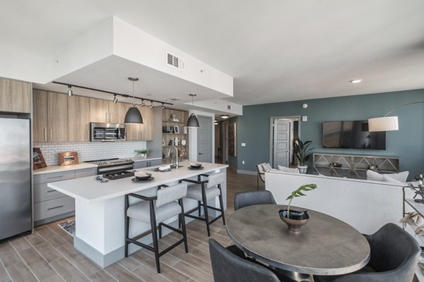 Sleek dining area with modern design at NOVO Las Olas Apartments, luxury living in vibrant Fort Lauderdale