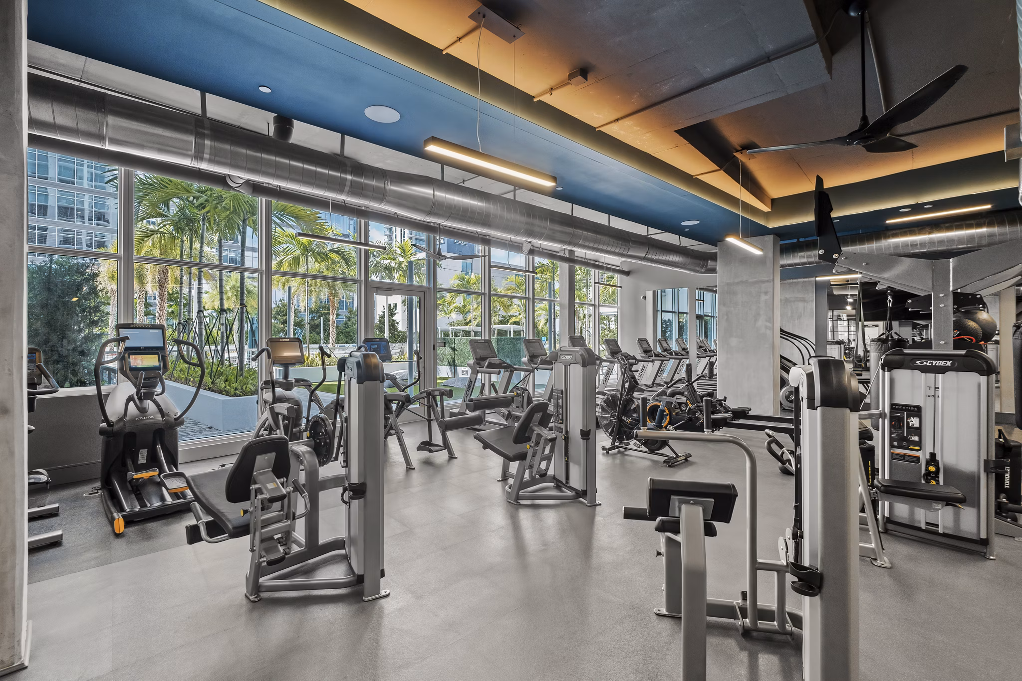 State-of-the-art fitness center with modern equipment at NOVO Las Olas Apartments, ideal for luxury living and wellness