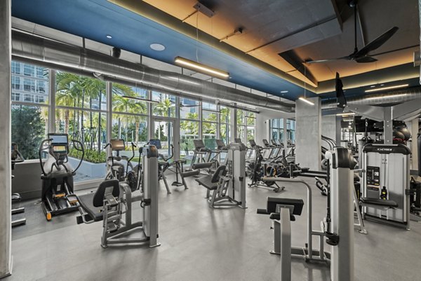 State-of-the-art fitness center with modern equipment at NOVO Las Olas Apartments, ideal for luxury living and wellness