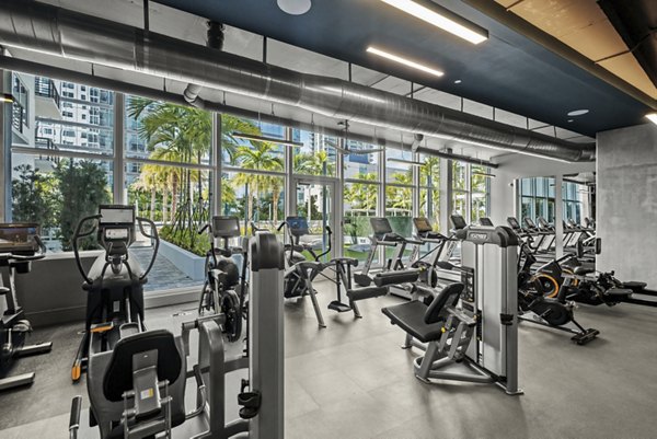 State-of-the-art fitness center with modern equipment at NOVO Las Olas Apartments