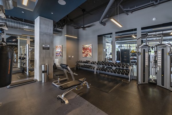 Modern fitness center with state-of-the-art equipment at NOVO Las Olas Apartments