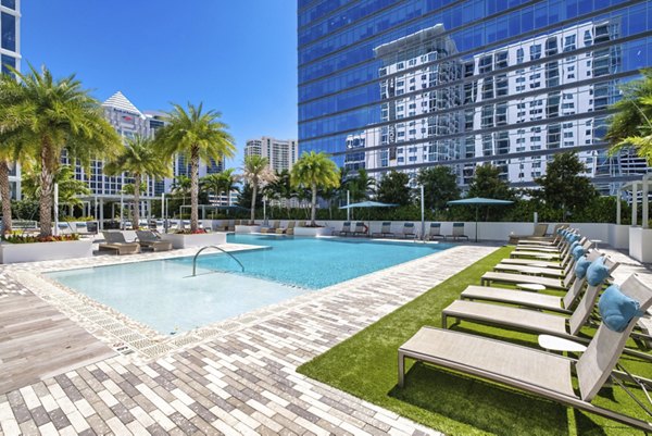 Elegant rooftop pool at NOVO Las Olas Apartments offering luxury relaxation with stunning views in downtown Fort Lauderdale