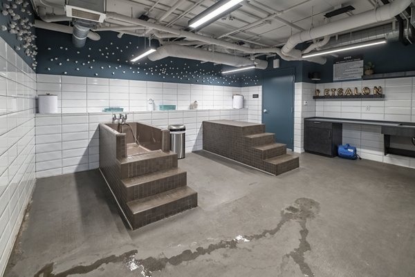 Dog wash station at NOVO Las Olas Apartments offering convenient pet care for residents Perfect amenity for dog owners living in luxury apartments