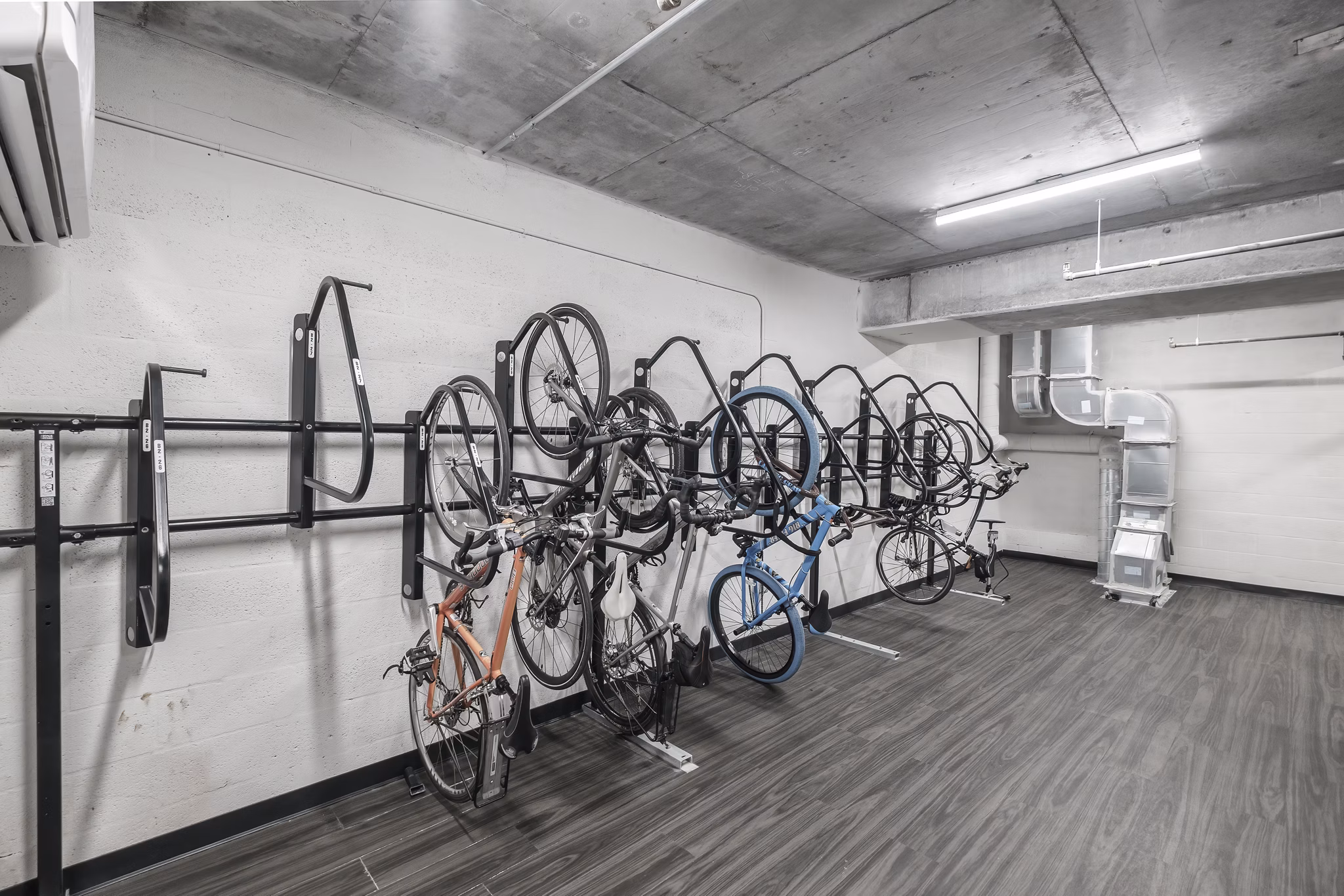 Secure bike storage at NOVO Las Olas Apartments offering convenience and accessibility for residents in this luxury community