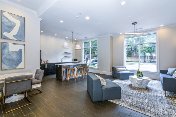Modern clubhouse with stylish lobby seating at Avana Cheshire Bridge Apartments