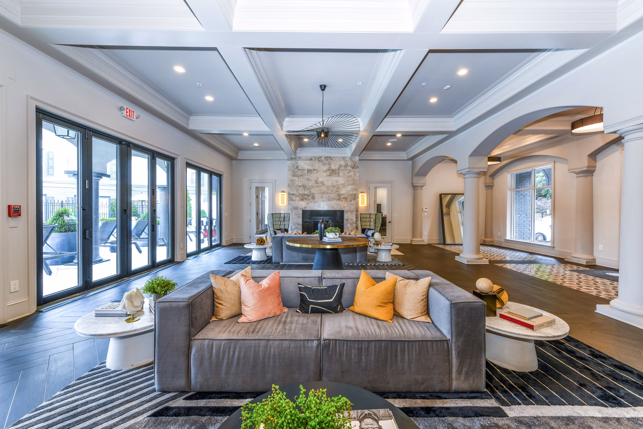 Elegant lobby with modern furnishings at Avana Cheshire Bridge Apartments, offering luxury amenities in a welcoming atmosphere