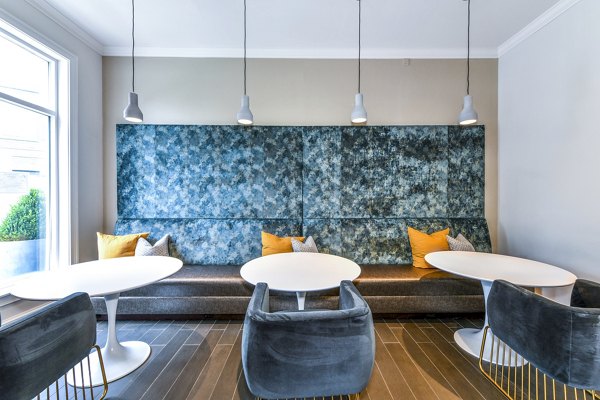 Clubhouse lobby with modern decor at Avana Cheshire Bridge Apartments