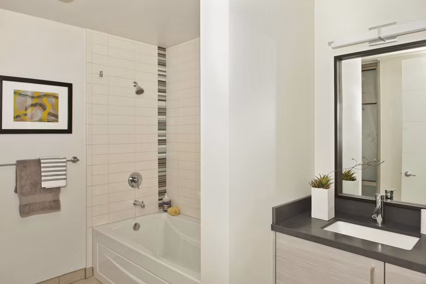 Modern bathroom with sleek fixtures at 38 Dolores Apartments, luxury living in San Francisco