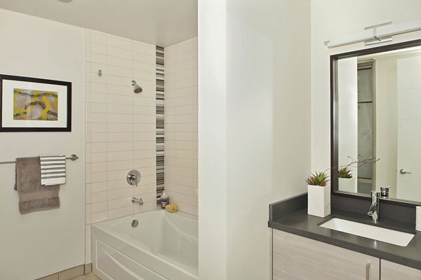 Modern bathroom with sleek fixtures at 38 Dolores Apartments, luxury living in San Francisco