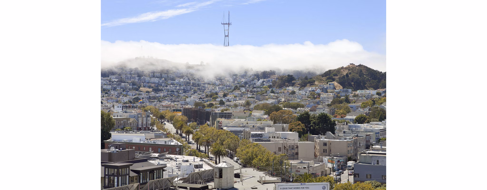 Scenic city view from an upscale apartment balcony at 38 Dolores Apartments