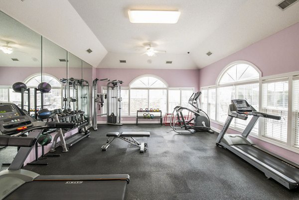 Fitness center with modern equipment at Avana Avebury Apartments