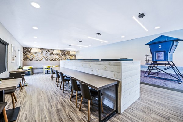 Clubhouse study area featuring modern decor at Breakpointe Coronado Apartments